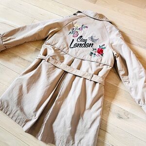 Zara Embroidered  Tan Trench Coat